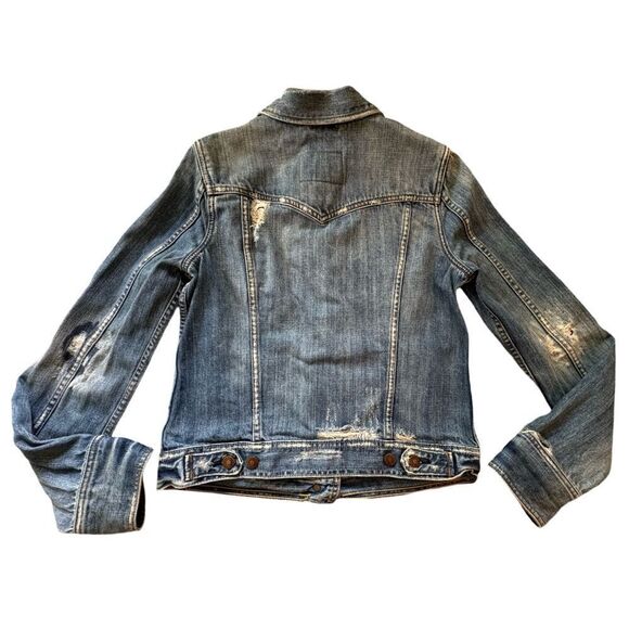 Abercrombie & Fitch Women’s Distressed Classic Button Front Denim Jacket Large - Picture 9 of 15